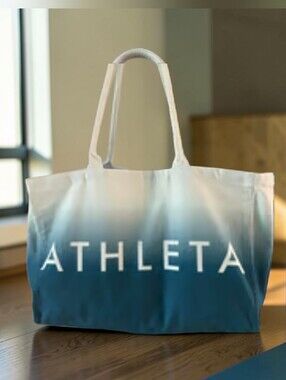 Athleta Large Blue Ombre Canvas Tote Bag